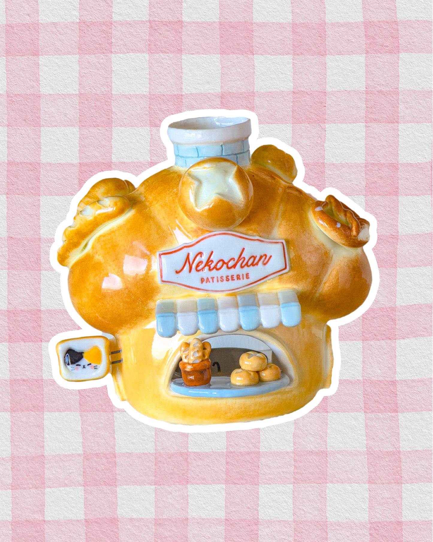 Nekochan bakery candle holder- croissant