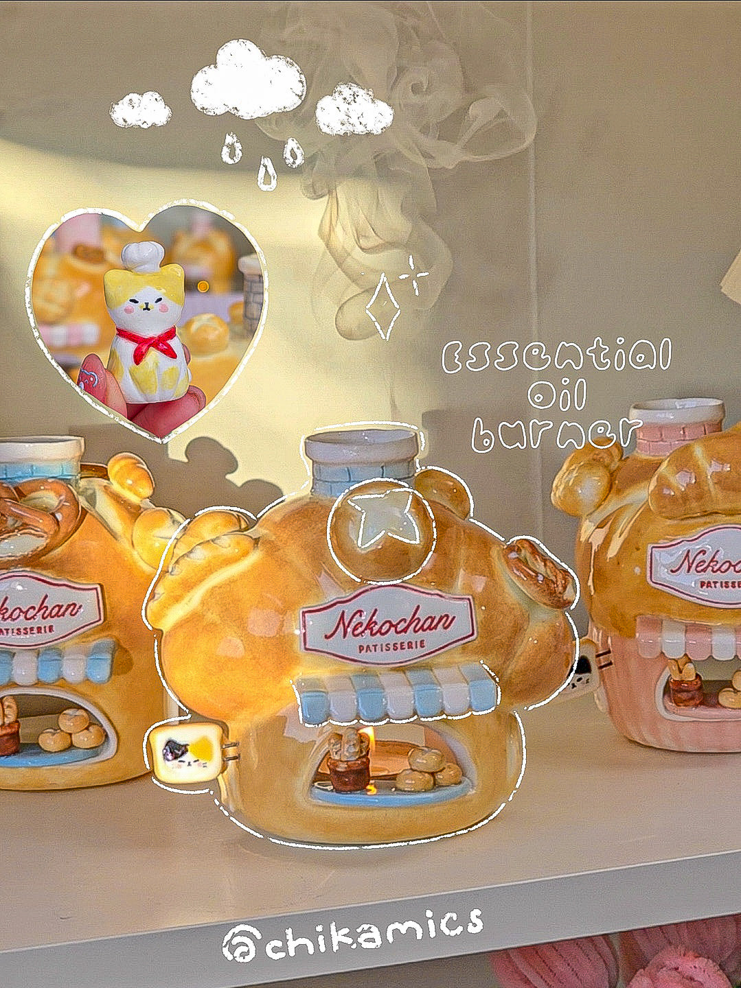 Nekochan bakery candle holder - Boule bread