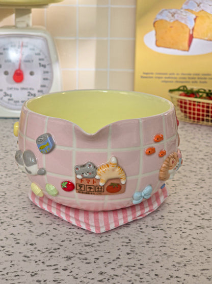 Puri Nekochan Matcha Bowl - Pink - Pre-Order (Ready by November 30th)
