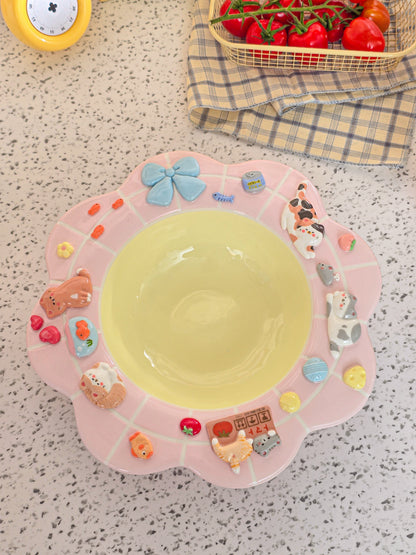 Puri nekochan Pasta plate - Pink - Pre-order (Ready by November 30th)
