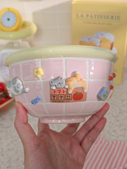 Puri nekochan breakfast bowl - Baby pink - Pre-order (Ready by November 30th)