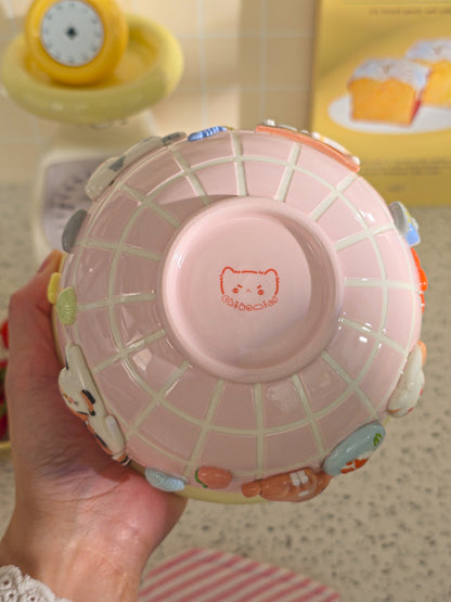 Puri nekochan breakfast bowl - Baby pink - Pre-order (Ready by November 30th)