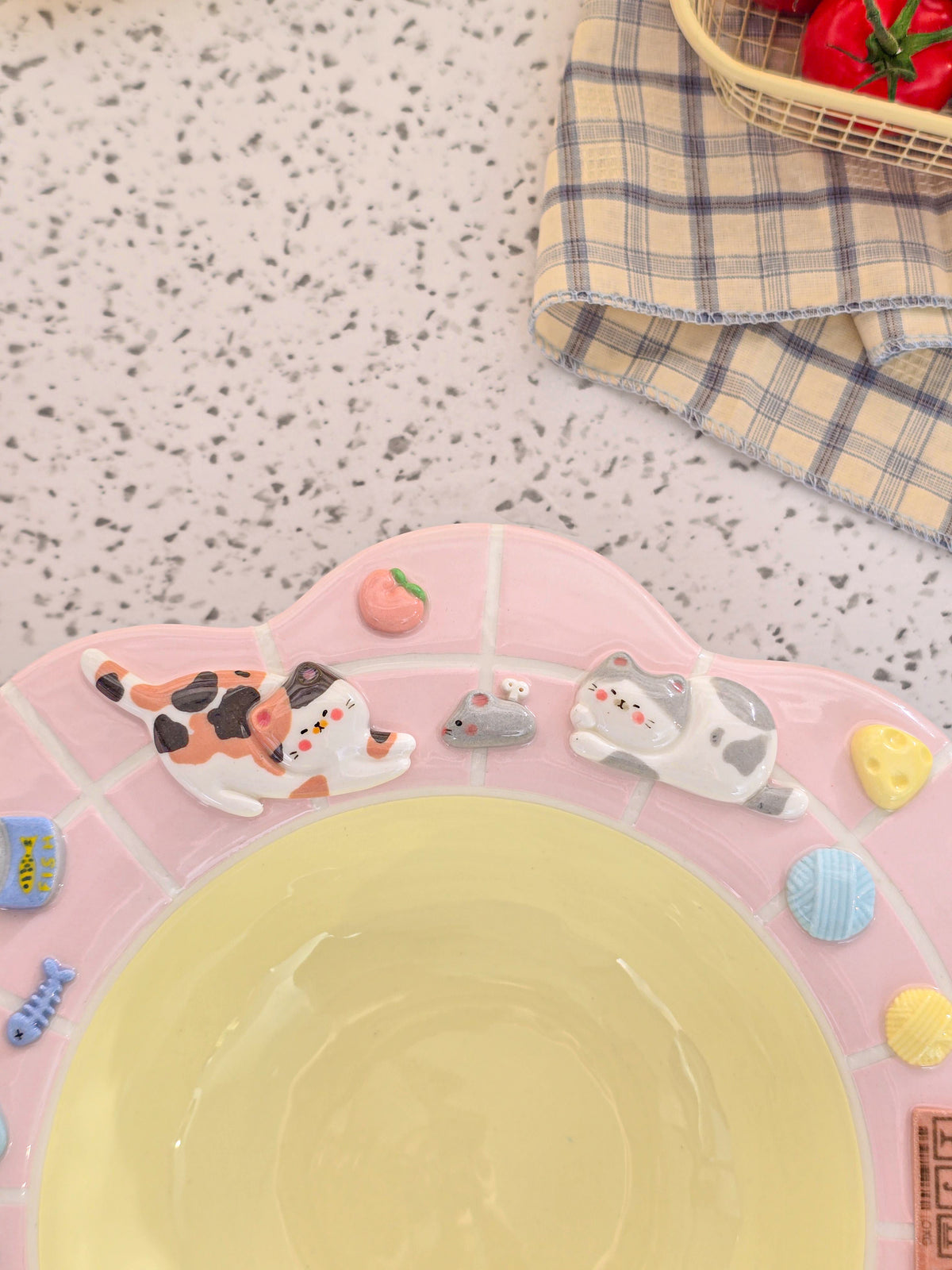 Puri nekochan Pasta plate - Pink - Pre-order (Ready by November 30th)
