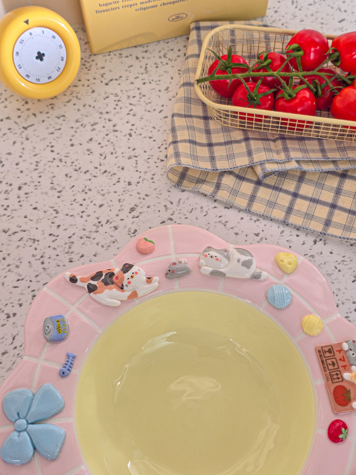 Puri nekochan Pasta plate - Pink - Pre-order (Ready by November 30th)