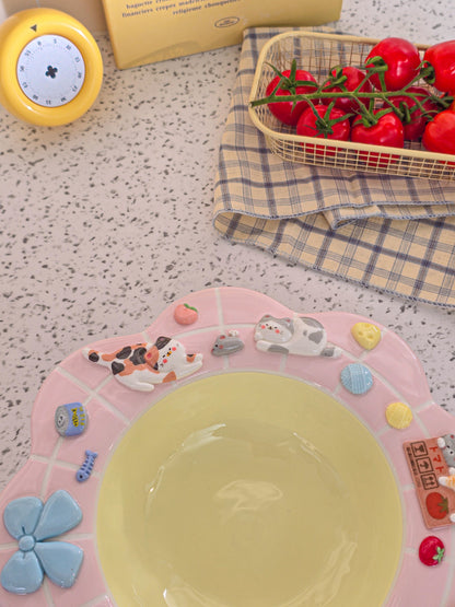 Puri nekochan Pasta plate - Pink - Pre-order (Ready by November 30th)