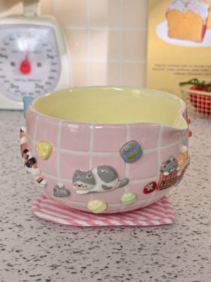 Puri Nekochan Matcha Bowl - Pink - Pre-Order (Ready by November 30th)