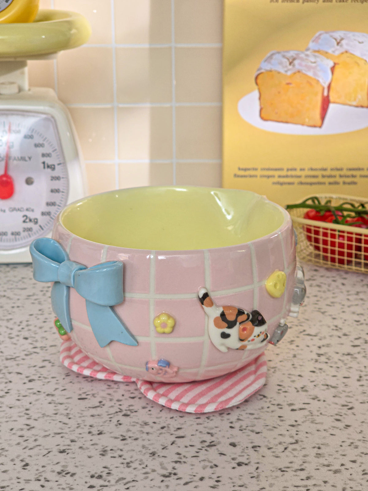 Puri Nekochan Matcha Bowl - Pink - Pre-Order (Ready by November 30th)