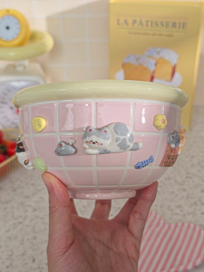 Puri nekochan breakfast bowl - Baby pink - Pre-order (Ready by November 30th)