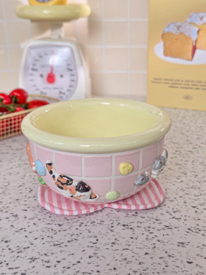 Puri nekochan breakfast bowl - Baby pink - Pre-order (Ready by November 30th)