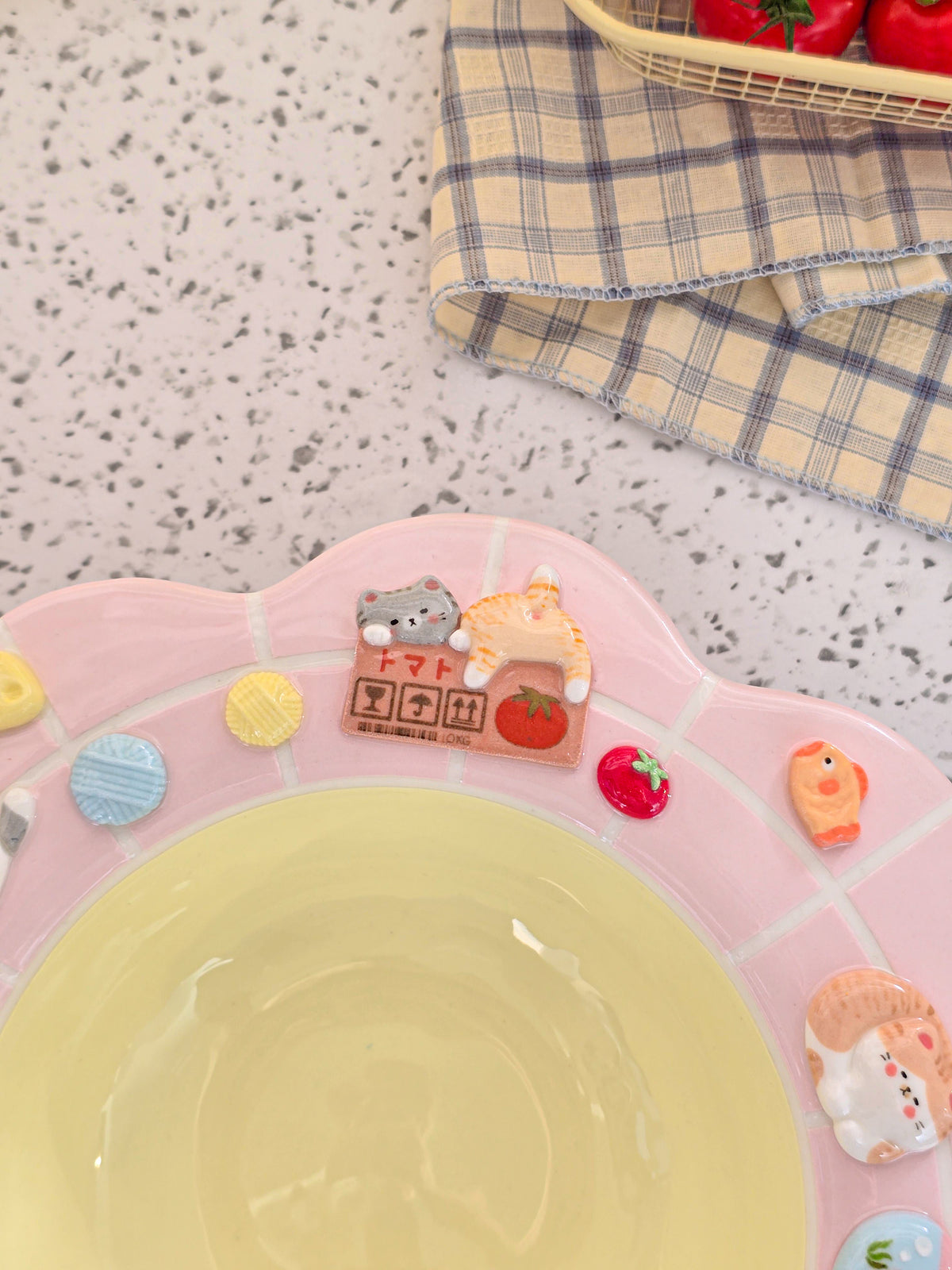 Puri nekochan Pasta plate - Pink - Pre-order (Ready by November 30th)