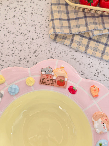 Puri nekochan Pasta plate - Pink - Pre-order (Ready by November 30th)