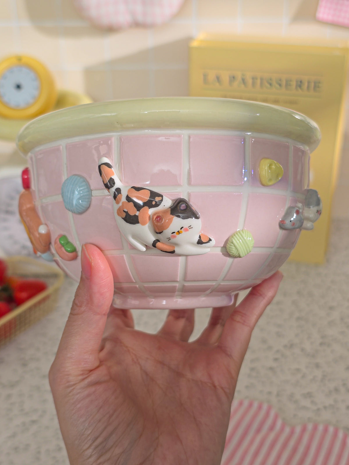 Puri nekochan breakfast bowl - Baby pink - Pre-order (Ready by November 30th)
