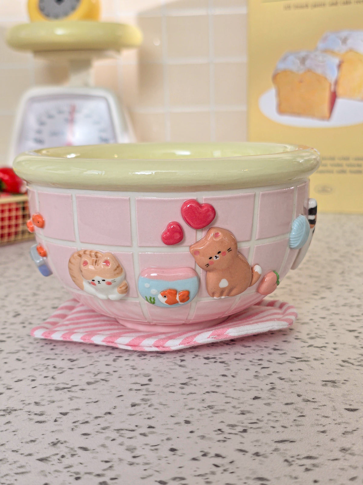 Puri nekochan breakfast bowl - Baby pink - Pre-order (Ready by November 30th)