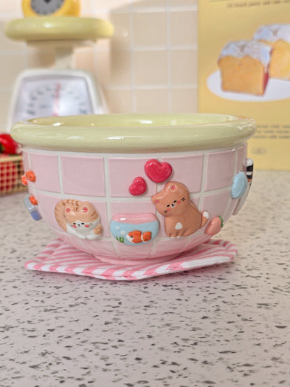 Puri nekochan breakfast bowl - Baby pink - Pre-order (Ready by November 30th)