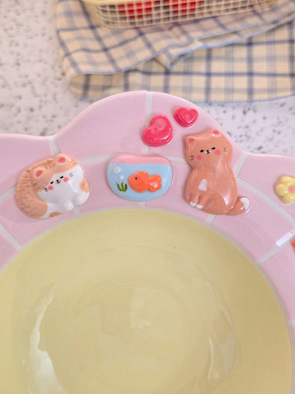 Puri nekochan Pasta plate - Pink - Pre-order (Ready by November 30th)