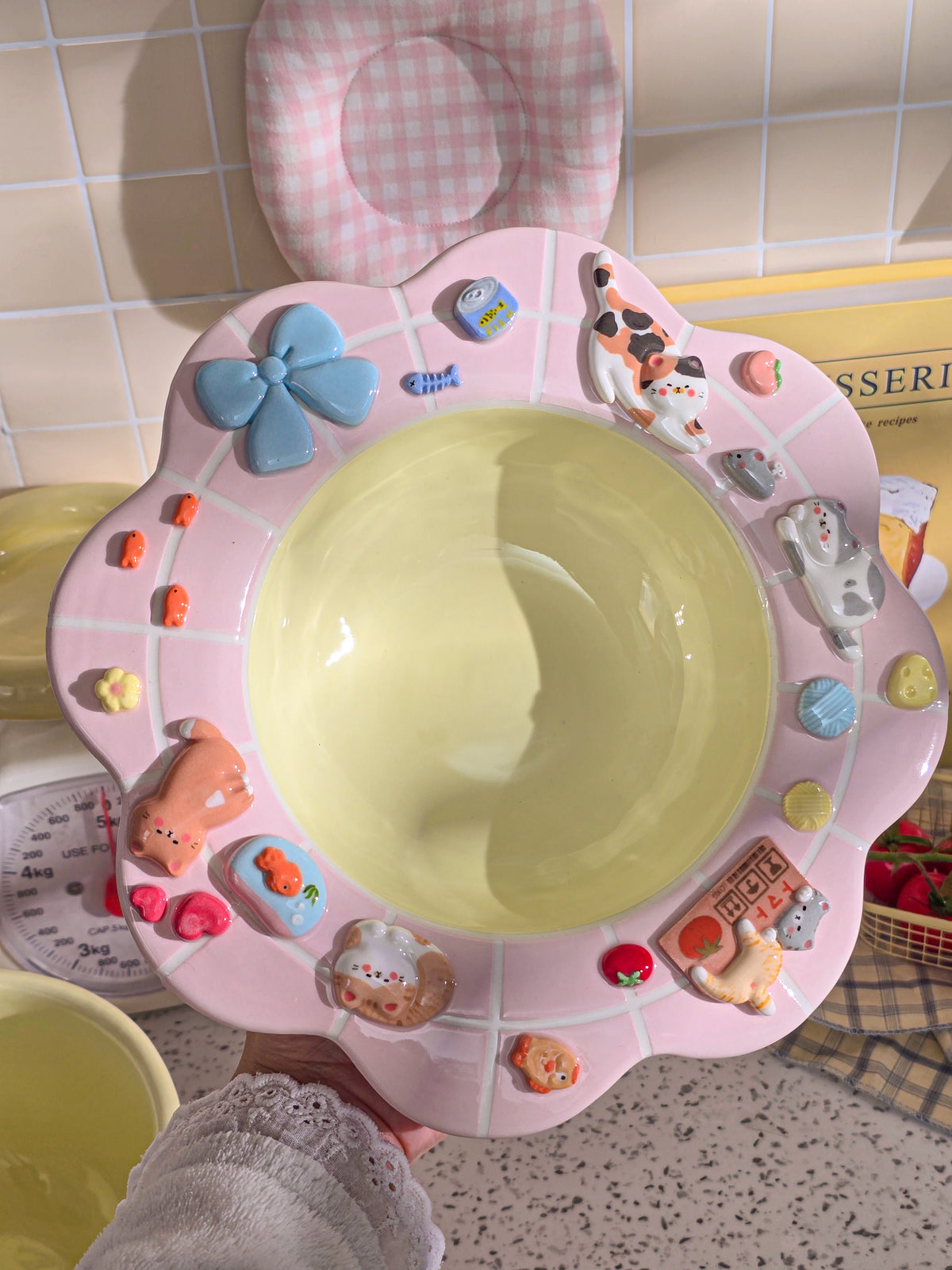 Puri nekochan Pasta plate - Pink - Pre-order (Ready by November 30th)