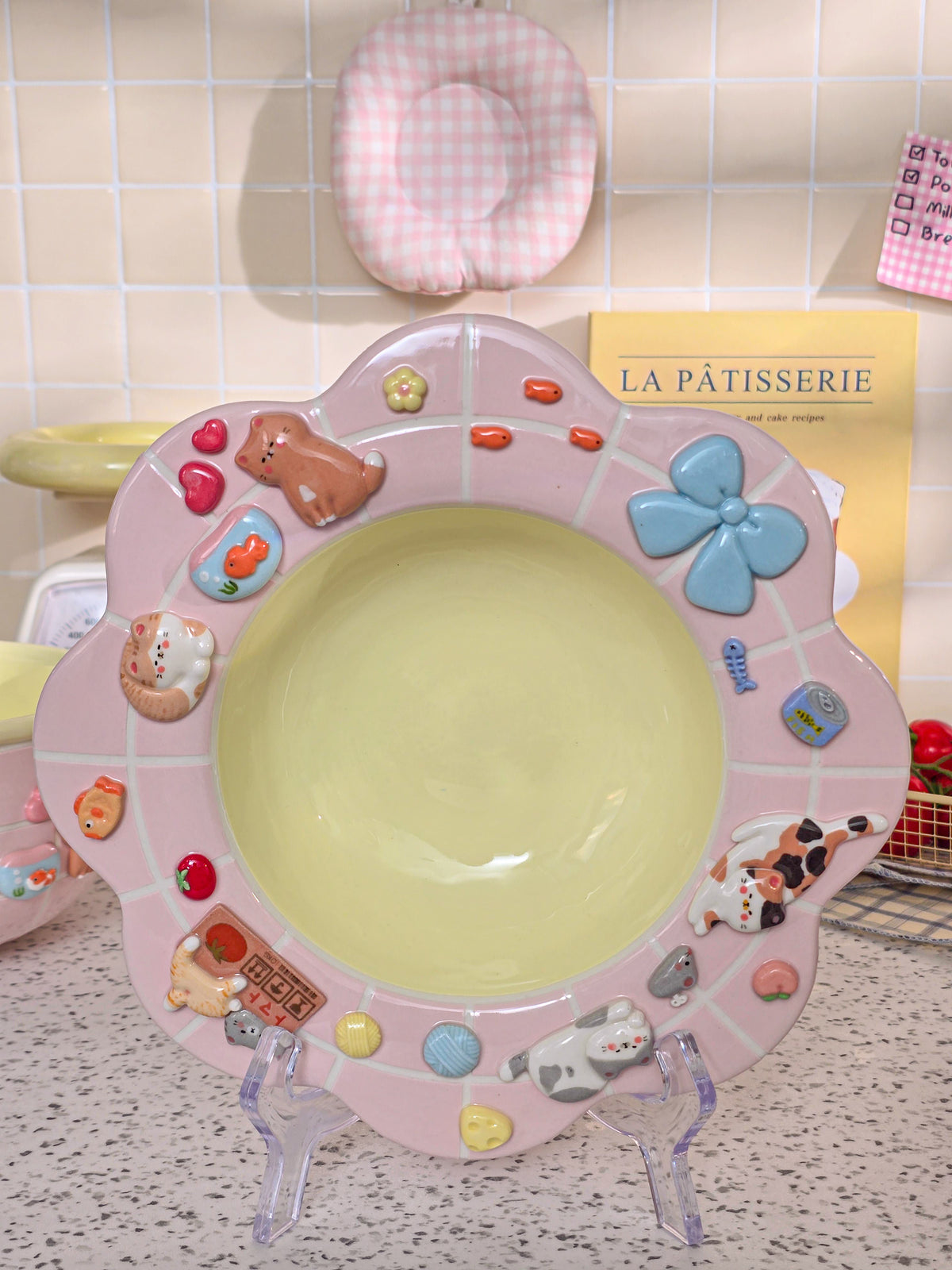 Puri nekochan Pasta plate - Pink - Pre-order (Ready by November 30th)