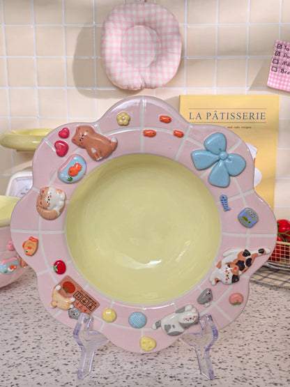 Puri nekochan Pasta plate - Pink - Pre-order (Ready by November 30th)