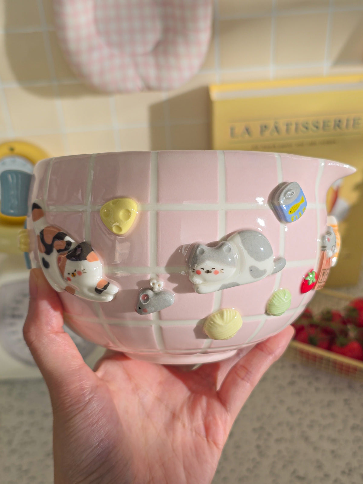 Puri Nekochan Matcha Bowl - Pink - Pre-Order (Ready by November 30th)