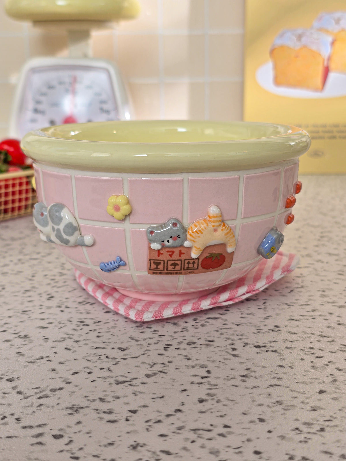 Puri nekochan breakfast bowl - Baby pink - Pre-order (Ready by November 30th)