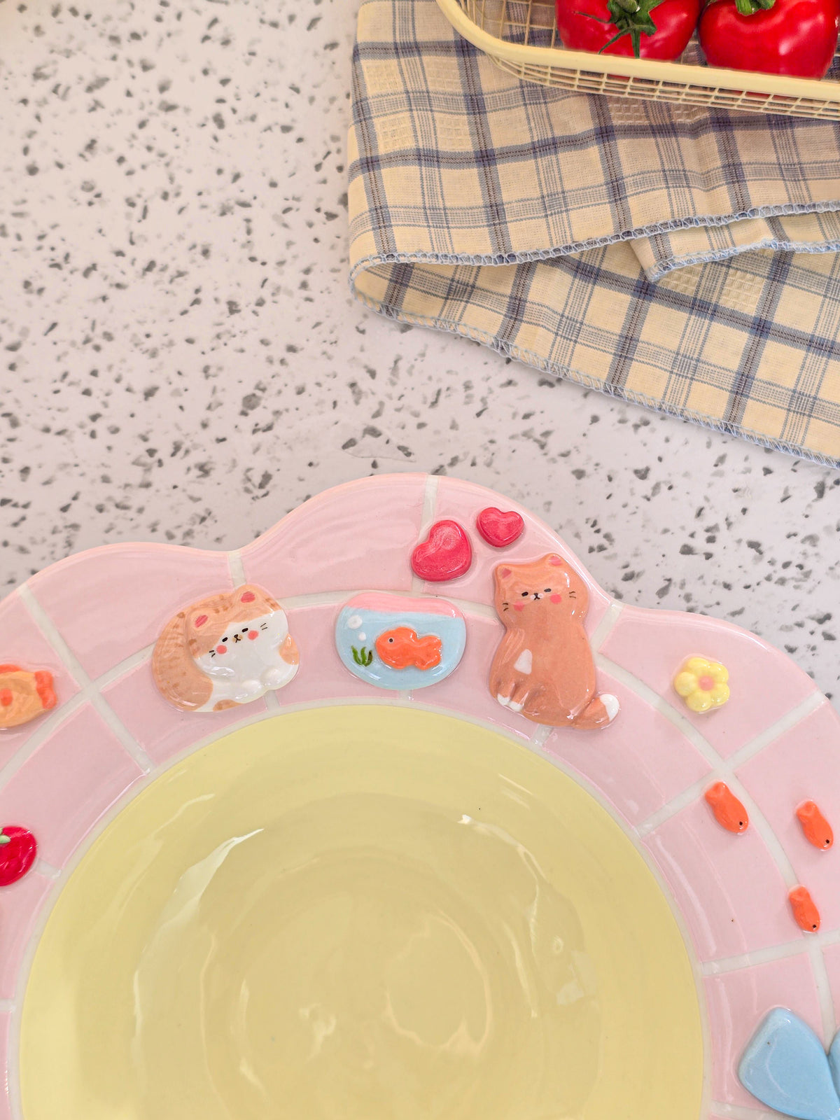 Puri nekochan Pasta plate - Pink - Pre-order (Ready by November 30th)