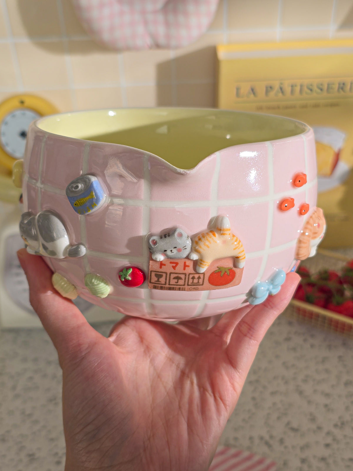 Puri Nekochan Matcha Bowl - Pink - Pre-Order (Ready by November 30th)