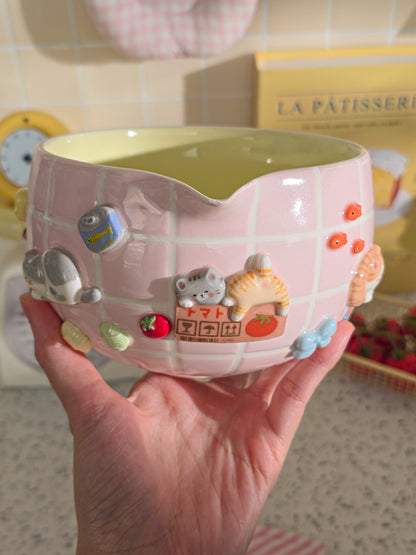 Puri Nekochan Matcha Bowl - Pink - Pre-Order (Ready by November 30th)