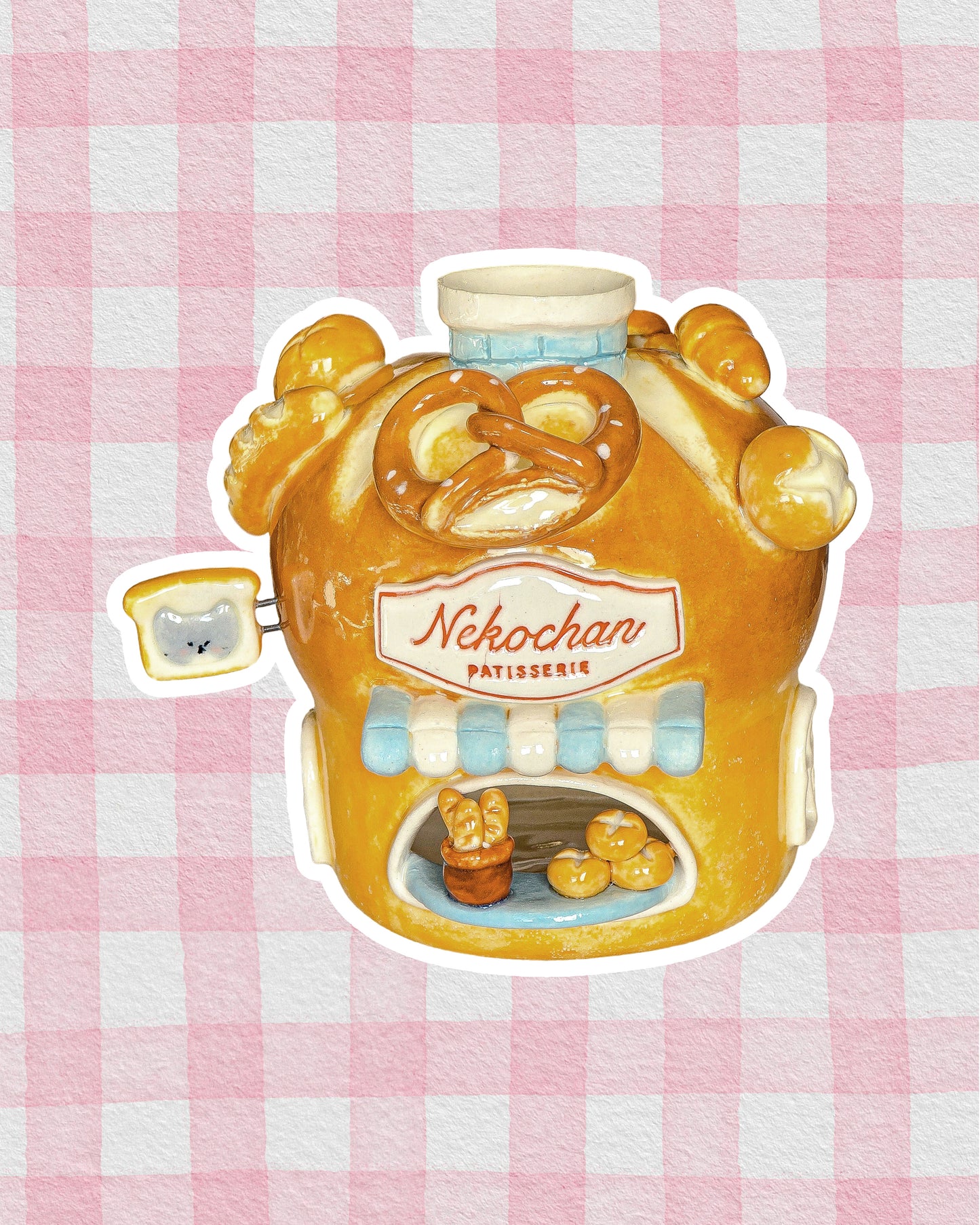 Nekochan bakery candle holder - Boule bread