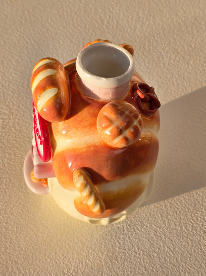 Nekochan bakery candle holder - Pink Croissant