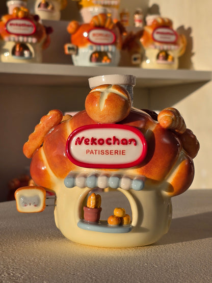 Nekochan bakery candle holder - Baby blue Croissant