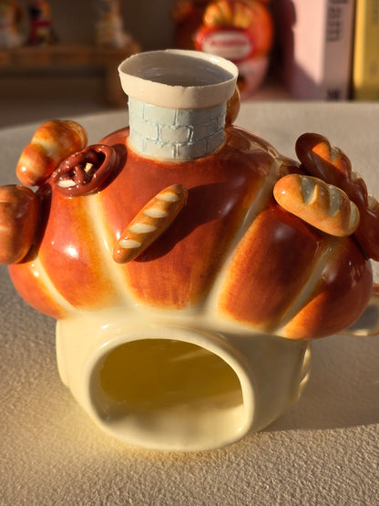 Nekochan bakery candle holder - Baby blue Croissant