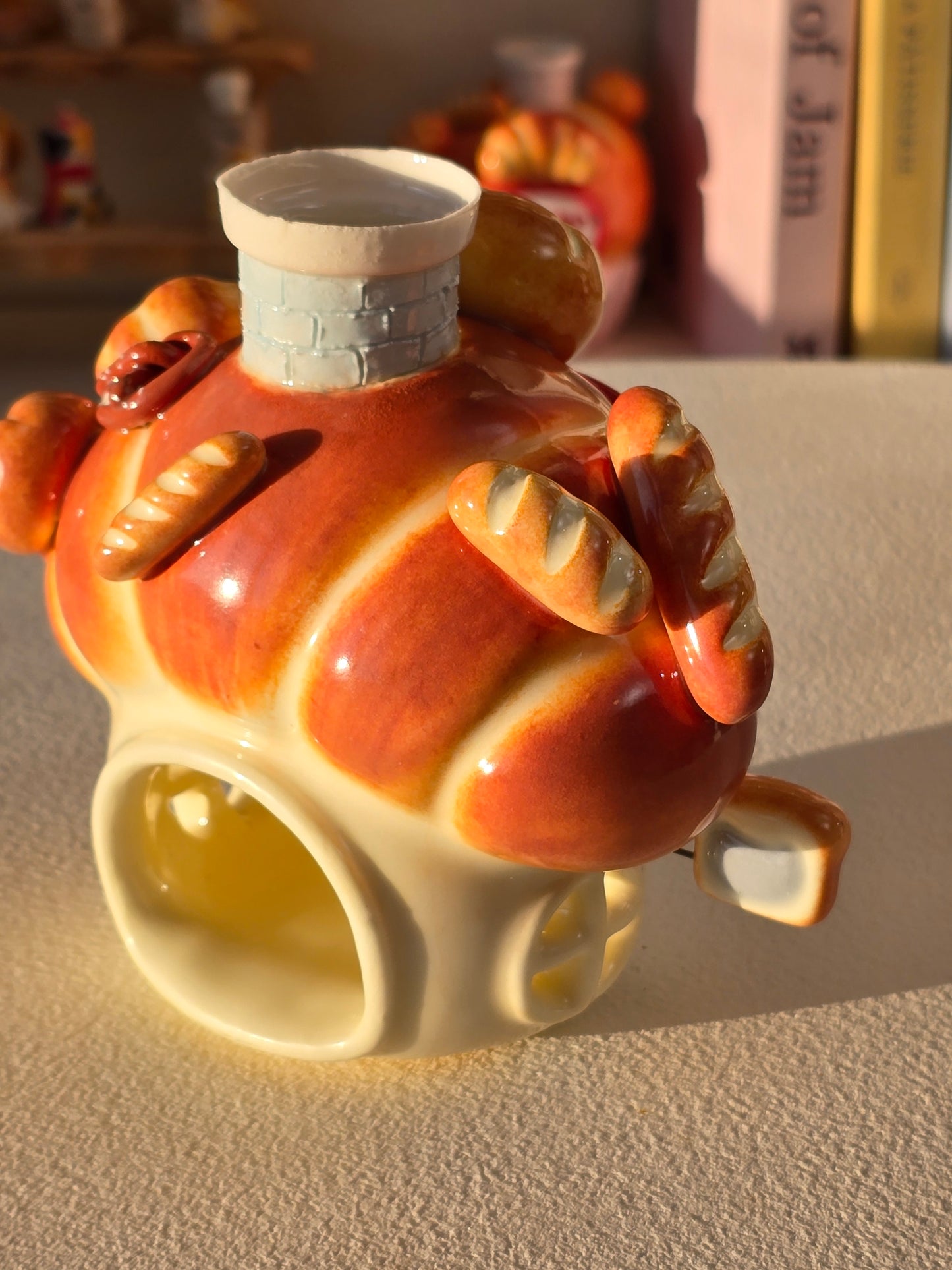 Nekochan bakery candle holder - Baby blue Croissant