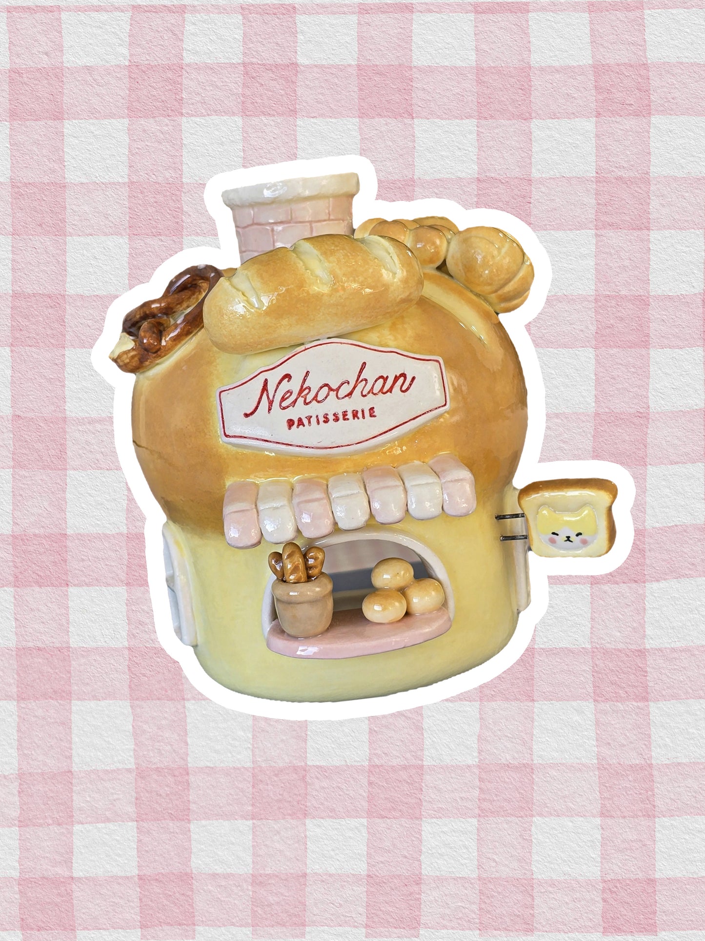 Nekochan bakery candle holder - Boule bread