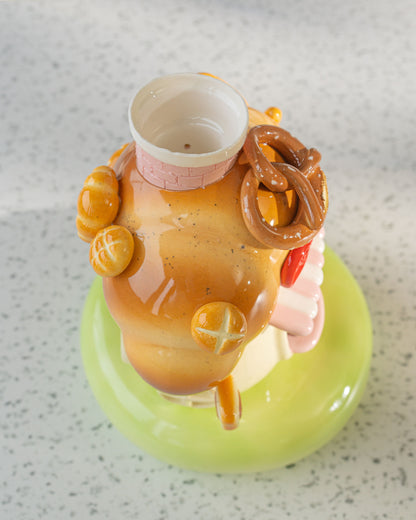 Nekochan bakery candle holder - Pink Croissant No3