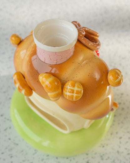 Nekochan bakery candle holder - Pink Croissant No3