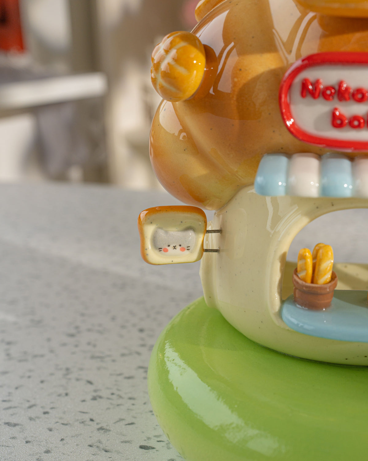 Nekochan bakery candle holder - Baby blue Croissant No1