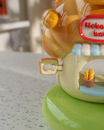 Nekochan bakery candle holder - Baby blue Croissant No1