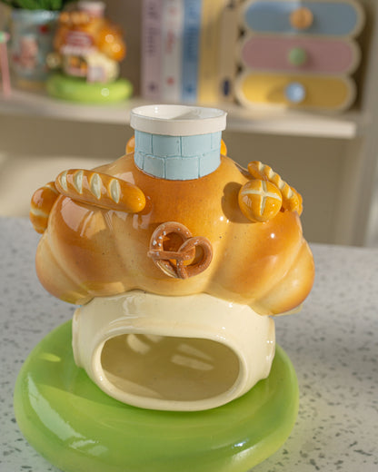 Nekochan bakery candle holder - Baby blue Croissant No1