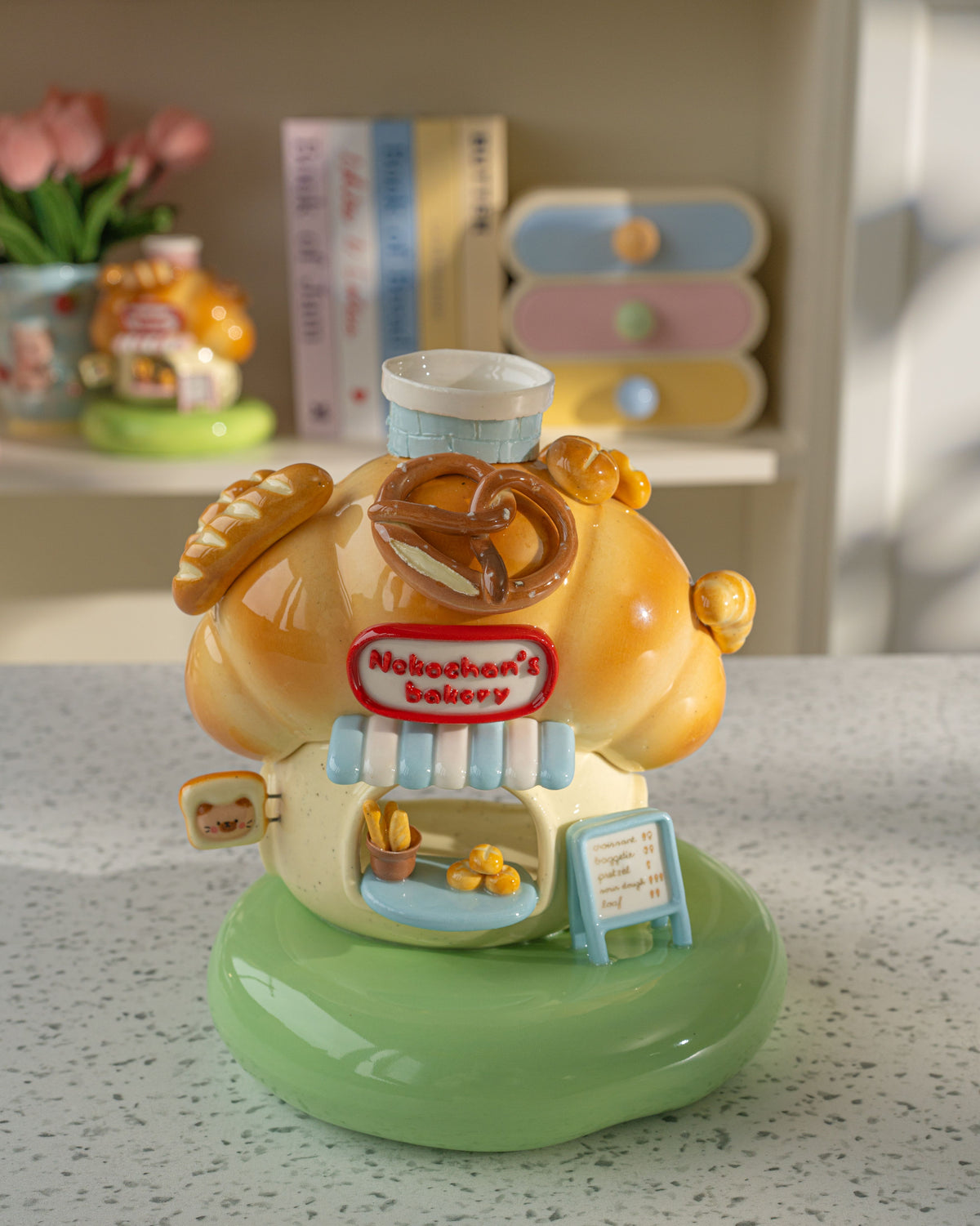Nekochan bakery candle holder - Baby blue Croissant No2