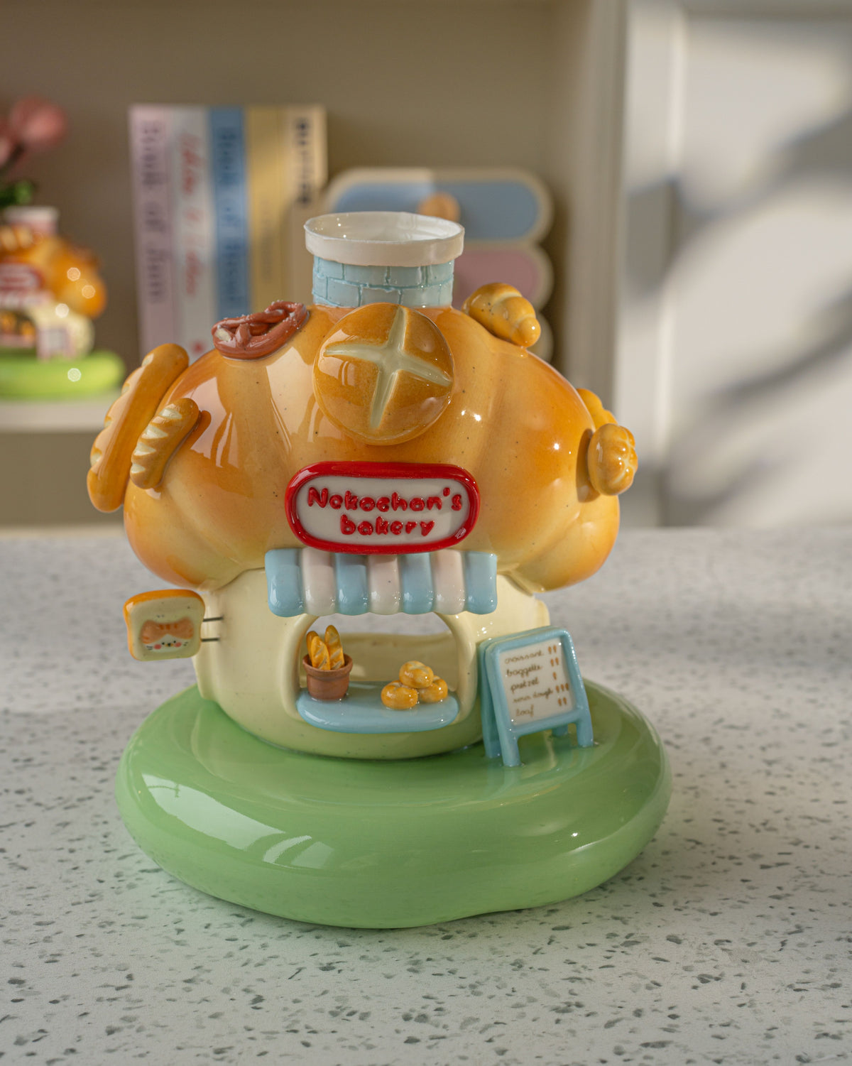 Nekochan bakery candle holder - Baby blue Croissant No3