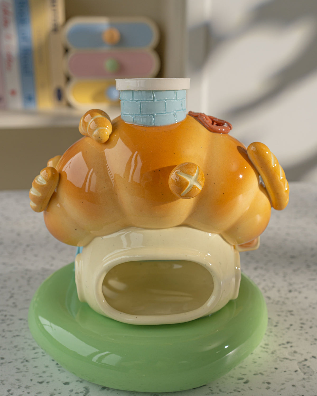 Nekochan bakery candle holder - Baby blue Croissant No3