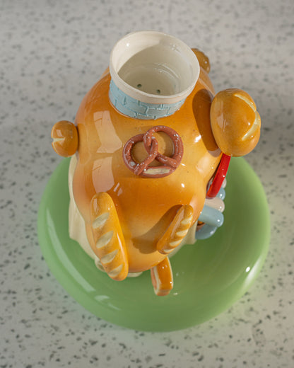 Nekochan bakery candle holder - Baby blue Croissant No3