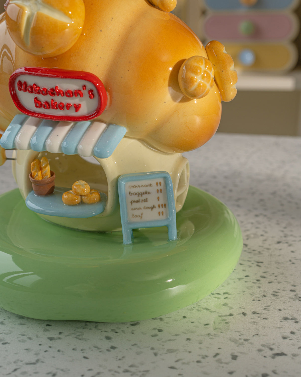 Nekochan bakery candle holder - Baby blue Croissant No3