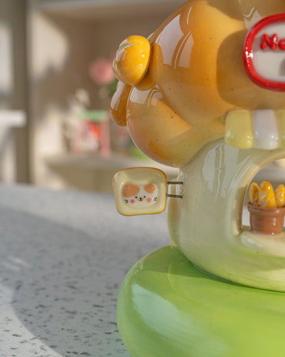 Nekochan bakery candle holder - Yellow Croissant No2