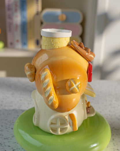 Nekochan bakery candle holder - Yellow Croissant No2