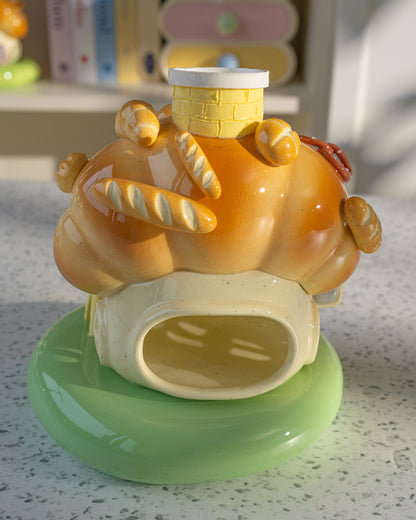 Nekochan bakery candle holder - Yellow Croissant No3