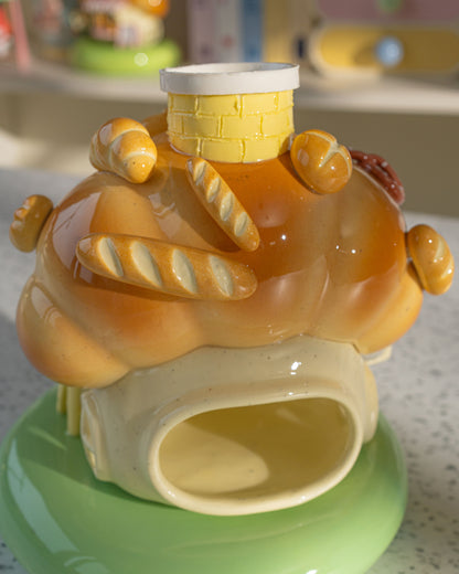 Nekochan bakery candle holder - Yellow Croissant No3