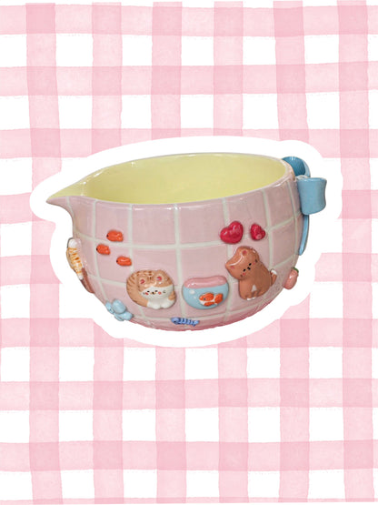 Puri Nekochan Matcha Bowl - Pink - Pre-Order (Ready by November 30th)