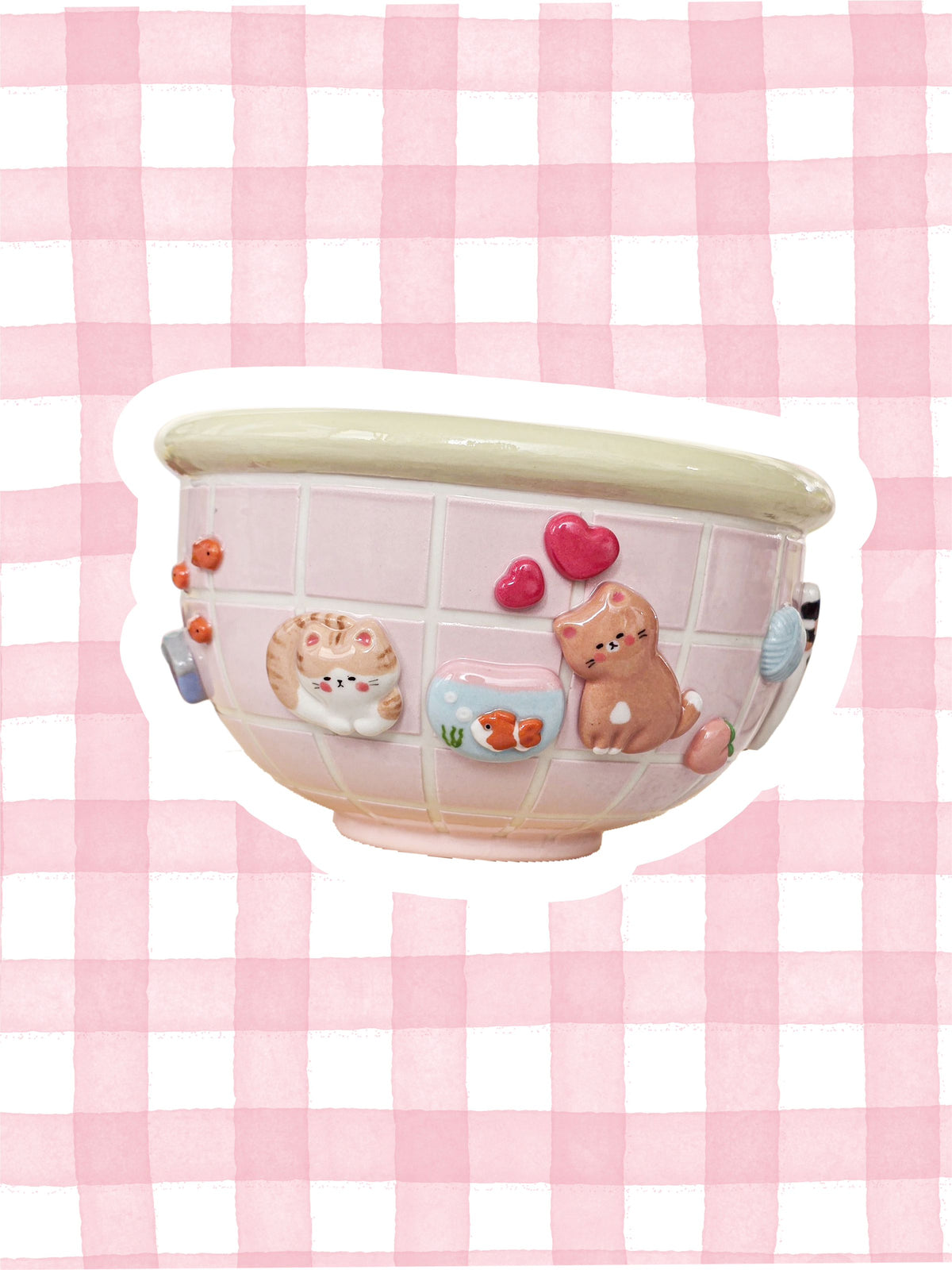 Puri nekochan breakfast bowl - Baby pink - Pre-order (Ready by November 30th)