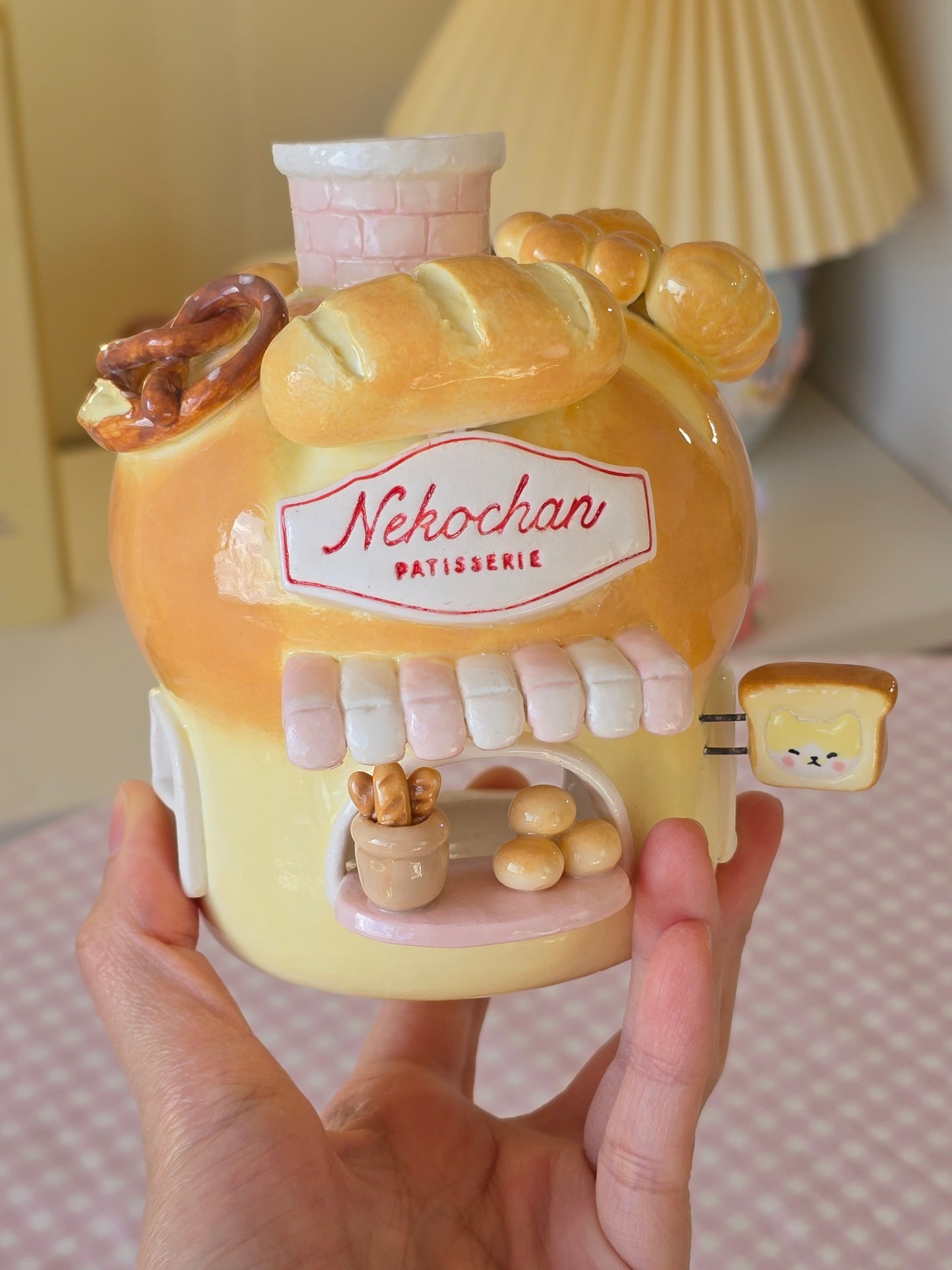 Nekochan bakery candle holder - Boule bread